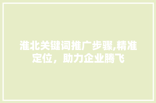 淮北关键词推广步骤,精准定位，助力企业腾飞 网站开发