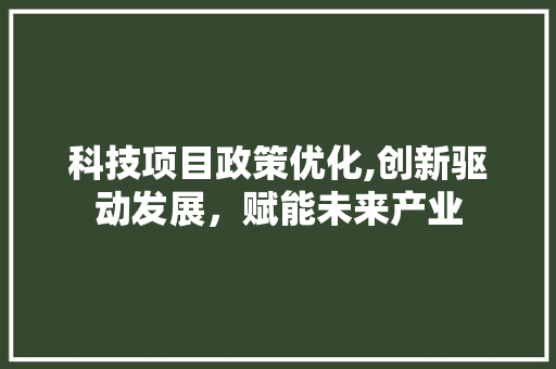 科技项目政策优化,创新驱动发展，赋能未来产业