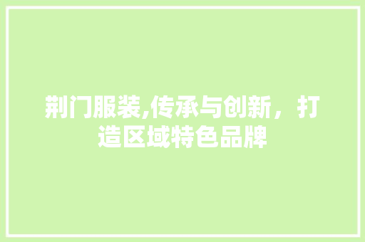 荆门服装,传承与创新，打造区域特色品牌
