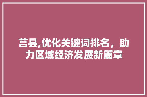 莒县,优化关键词排名，助力区域经济发展新篇章
