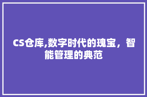 CS仓库,数字时代的瑰宝，智能管理的典范