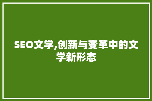 SEO文学,创新与变革中的文学新形态 网站开发