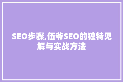 SEO步骤,伍爷SEO的独特见解与实战方法
