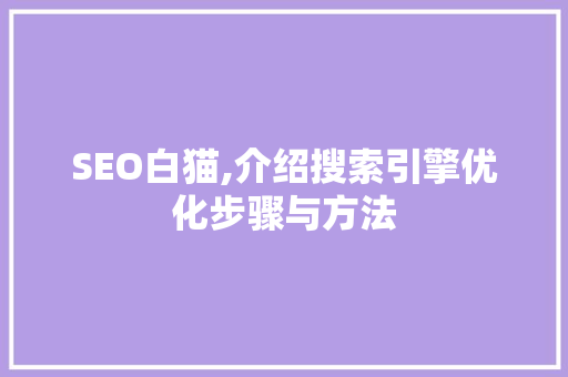 SEO白猫,介绍搜索引擎优化步骤与方法