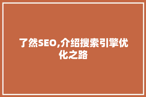 了然SEO,介绍搜索引擎优化之路
