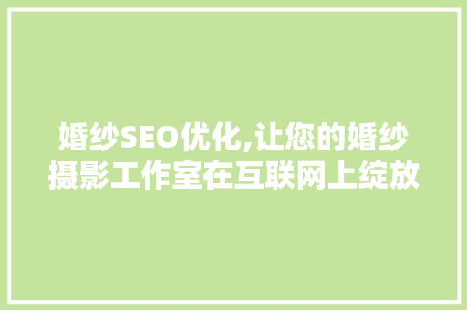 婚纱SEO优化,让您的婚纱摄影工作室在互联网上绽放光彩 seo技术