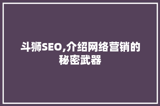 斗狮SEO,介绍网络营销的秘密武器 网站开发