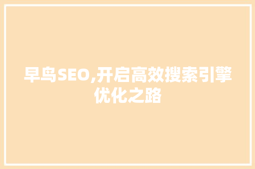 早鸟SEO,开启高效搜索引擎优化之路