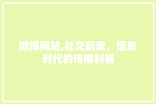 微博网站,社交新宠，信息时代的传播利器