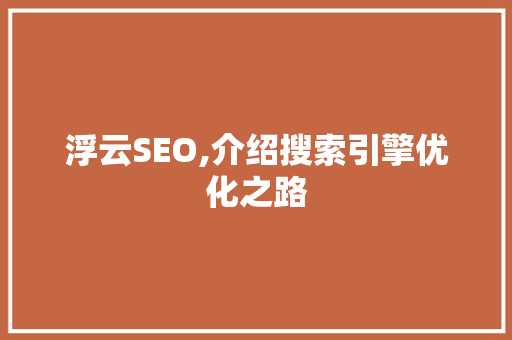 浮云SEO,介绍搜索引擎优化之路