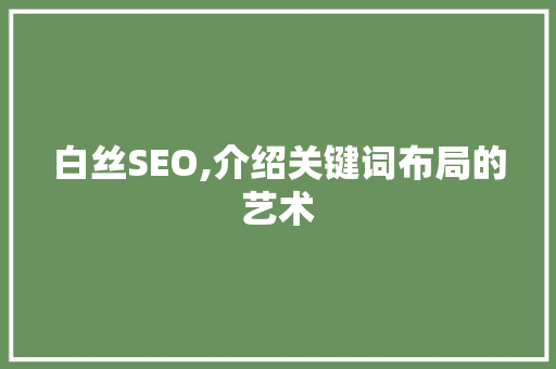 白丝SEO,介绍关键词布局的艺术 AI技术学习