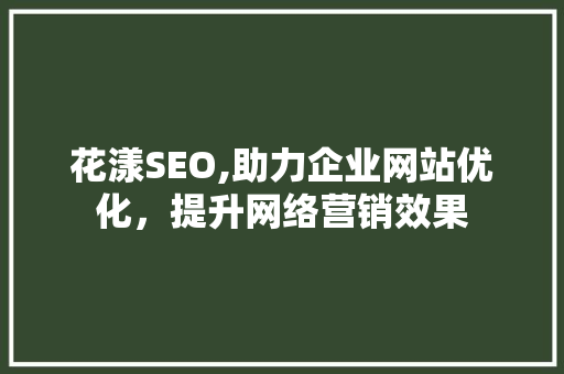 花漾SEO,助力企业网站优化，提升网络营销效果 网站开发