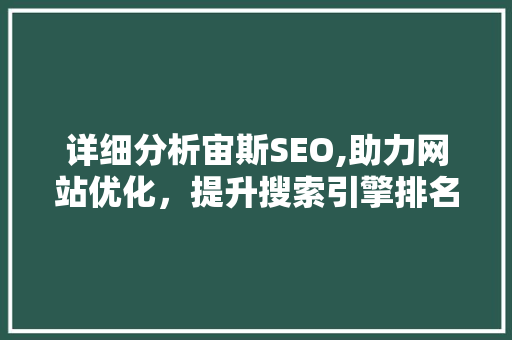 详细分析宙斯SEO,助力网站优化，提升搜索引擎排名
