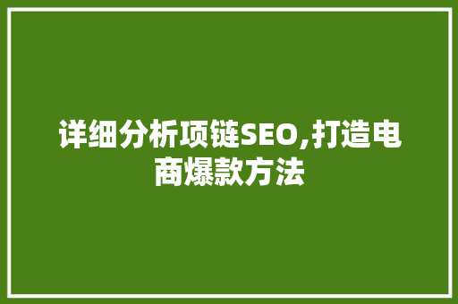 详细分析项链SEO,打造电商爆款方法 小程序开发