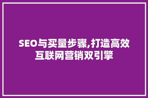 SEO与买量步骤,打造高效互联网营销双引擎
