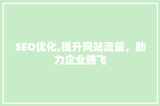 SEO优化,提升网站流量，助力企业腾飞
