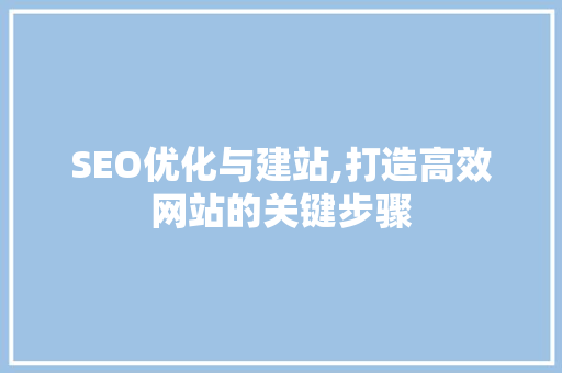 SEO优化与建站,打造高效网站的关键步骤 小程序开发