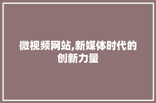 微视频网站,新媒体时代的创新力量