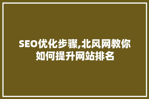 SEO优化步骤,北风网教你如何提升网站排名