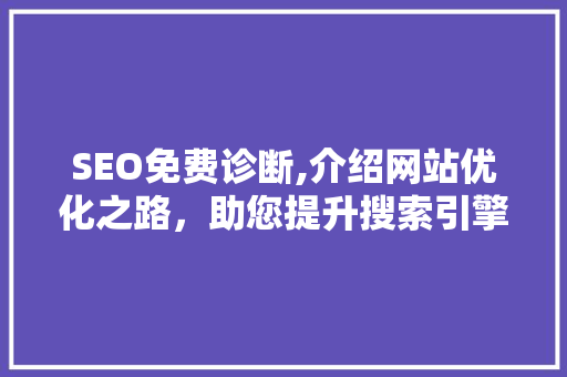 SEO免费诊断,介绍网站优化之路，助您提升搜索引擎排名