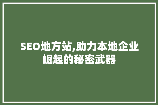 SEO地方站,助力本地企业崛起的秘密武器