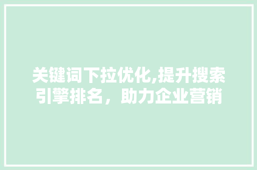 关键词下拉优化,提升搜索引擎排名，助力企业营销 英文谷歌算法
