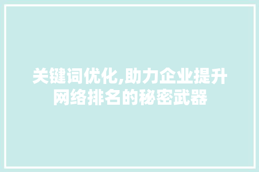 关键词优化,助力企业提升网络排名的秘密武器 英文谷歌算法