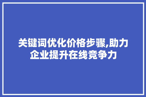 关键词优化价格步骤,助力企业提升在线竞争力