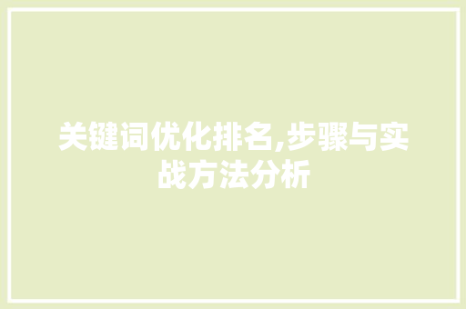 关键词优化排名,步骤与实战方法分析 网站开发