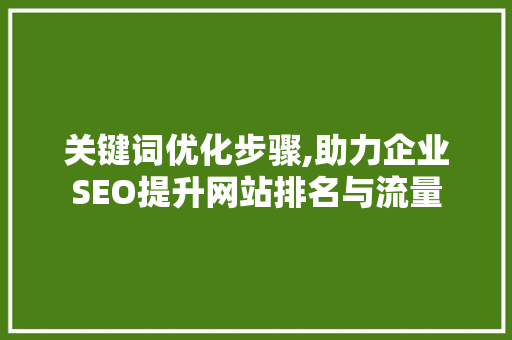 关键词优化步骤,助力企业SEO提升网站排名与流量 小程序开发
