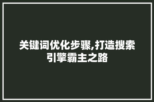 关键词优化步骤,打造搜索引擎霸主之路 百度算法