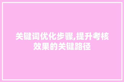 关键词优化步骤,提升考核效果的关键路径