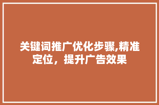 关键词推广优化步骤,精准定位，提升广告效果 seo技术
