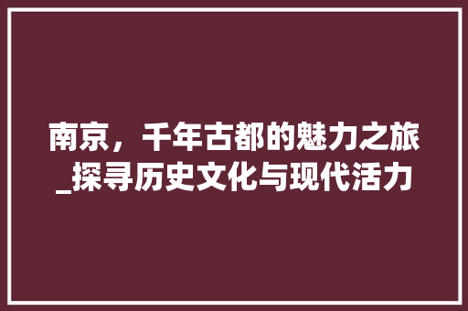 南京，千年古都的魅力之旅_探寻历史文化与现代活力的交融 网站优化