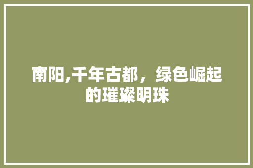 南阳,千年古都，绿色崛起的璀璨明珠