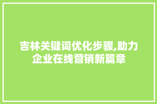 吉林关键词优化步骤,助力企业在线营销新篇章 网站开发