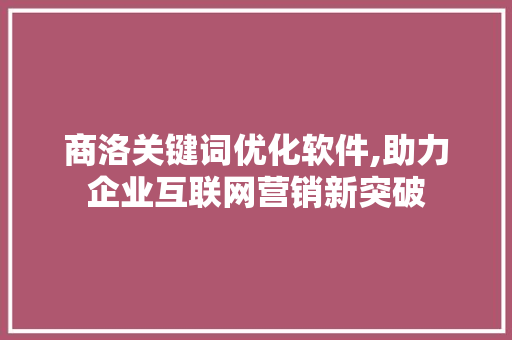 商洛关键词优化软件,助力企业互联网营销新突破