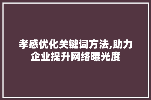 孝感优化关键词方法,助力企业提升网络曝光度