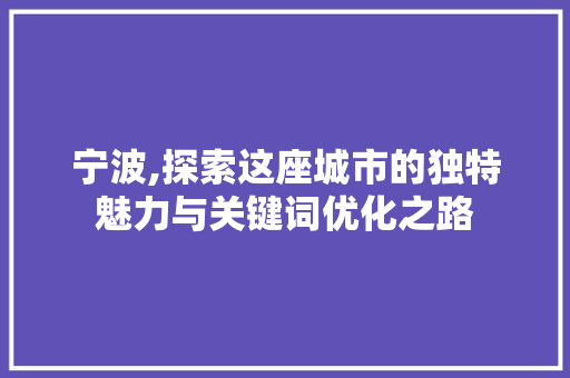 宁波,探索这座城市的独特魅力与关键词优化之路 seo技术