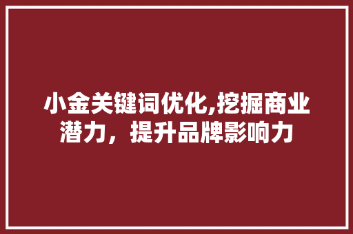 小金关键词优化,挖掘商业潜力，提升品牌影响力