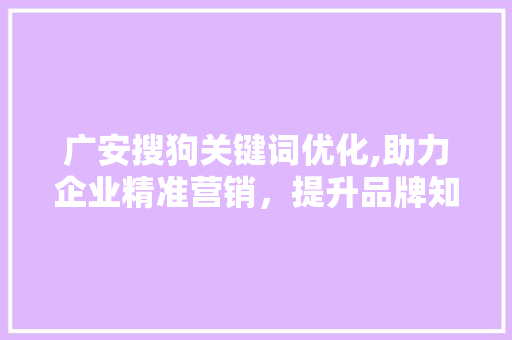 广安搜狗关键词优化,助力企业精准营销，提升品牌知名度 小程序开发