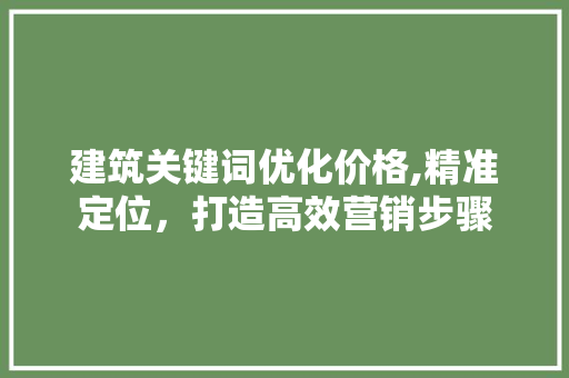 建筑关键词优化价格,精准定位，打造高效营销步骤 百度算法