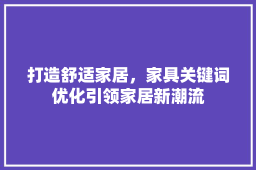 打造舒适家居，家具关键词优化引领家居新潮流 网站优化
