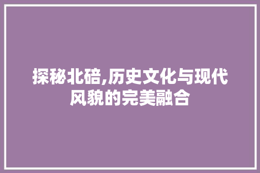 探秘北碚,历史文化与现代风貌的完美融合 网站优化