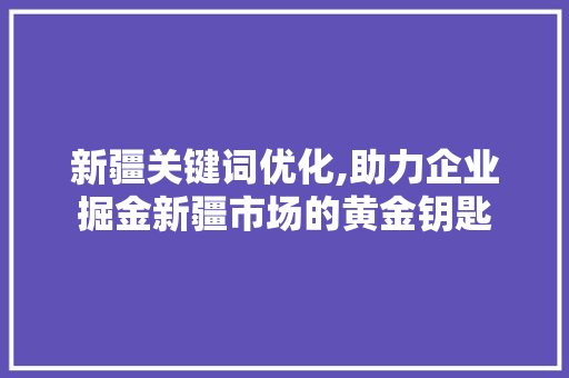 新疆关键词优化,助力企业掘金新疆市场的黄金钥匙