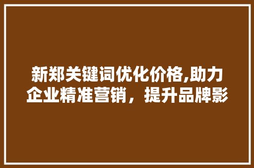 新郑关键词优化价格,助力企业精准营销，提升品牌影响力 网站开发