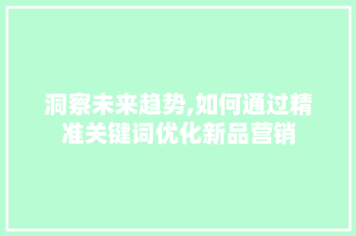 洞察未来趋势,如何通过精准关键词优化新品营销 seo技术