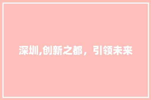 深圳,创新之都，引领未来