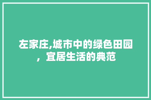 左家庄,城市中的绿色田园，宜居生活的典范 左家庄,城市中的绿色田园，宜居生活的典范 AI技术学习