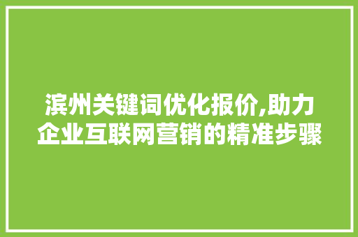 滨州关键词优化报价,助力企业互联网营销的精准步骤 英文谷歌算法